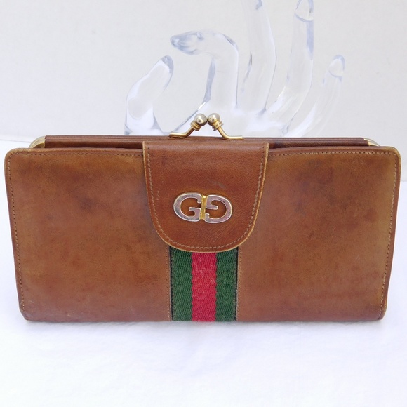 Gucci Handbags - Rare Vintage 70'S Gucci Tan Leather GG Web Wallet